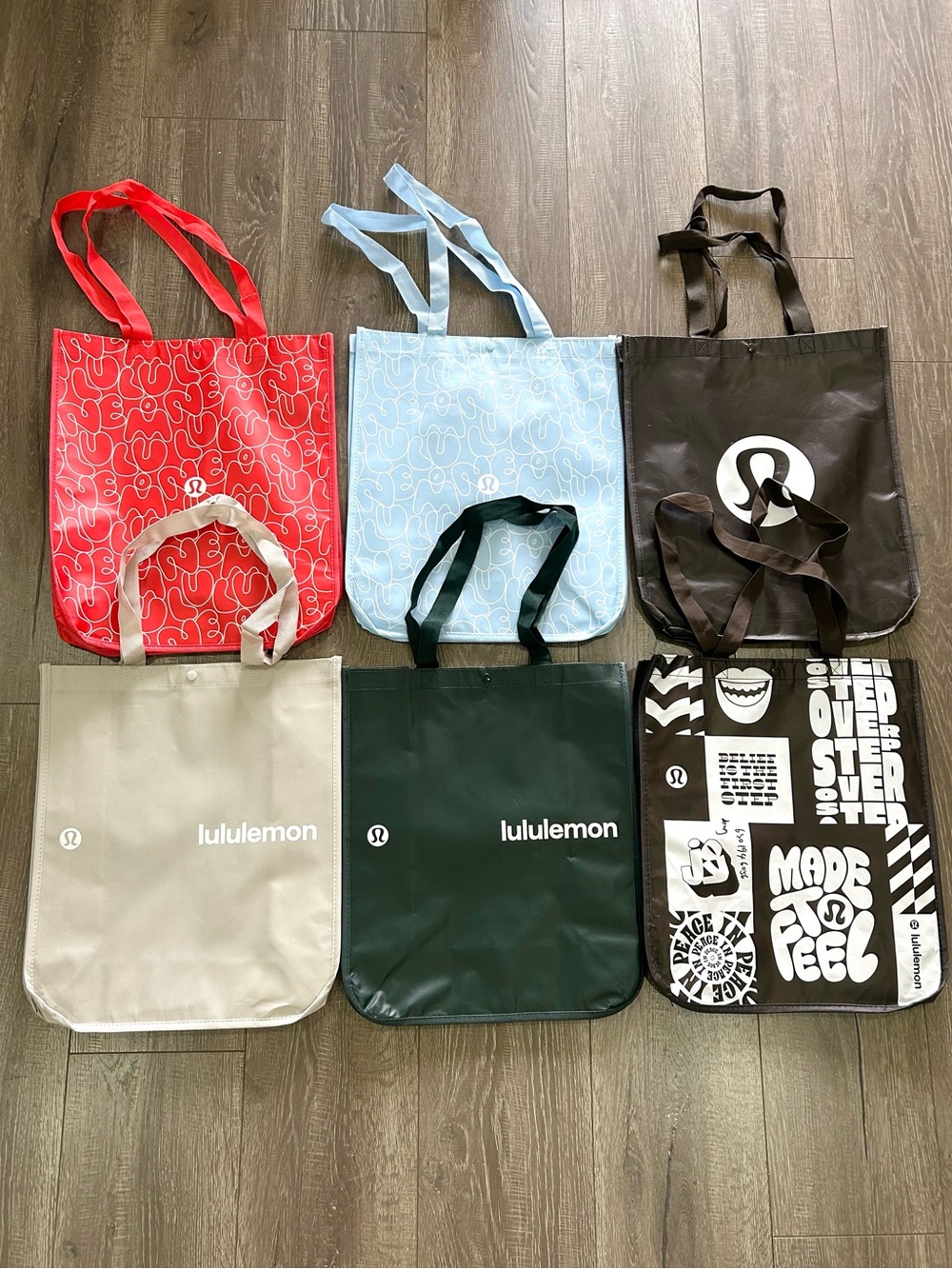 6 pieces Lululemon athletica reusable Tote Bags-large